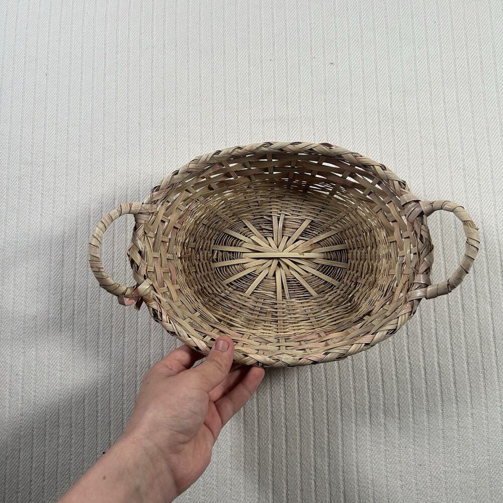 Hand Woven Basket With Handles Rustic Farmhouse Decor Storage Gathering